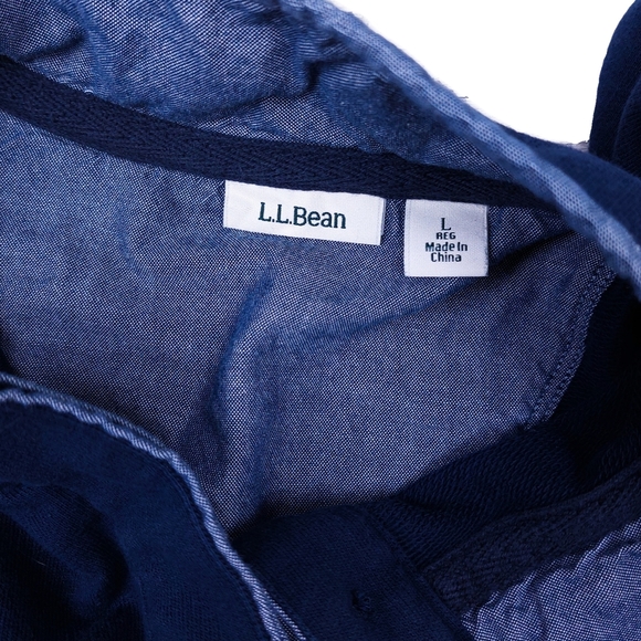 L.L.Bean Mens L Navy Blue 4 Button Denim Placket Long Sleeve Shirt - Picture 5 of 7